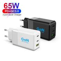 Universal GaN 3 Ports 65W Quick Charge 3.0 Type C PD Travel Adaptor Charger for Samsung for iPhone And Laptop